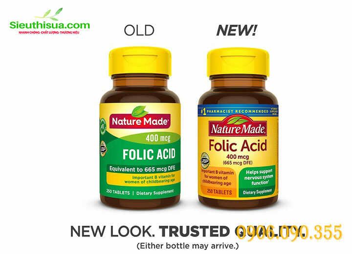 Hot: Nature Made folic acid 400mcg viên uống bổ sung mẹ bầu tốt nhất cho thai kỳ