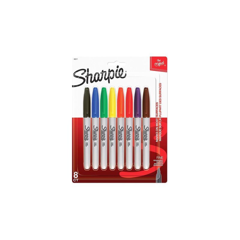 Sharpie Permanent Markers Fine point 8 Colors