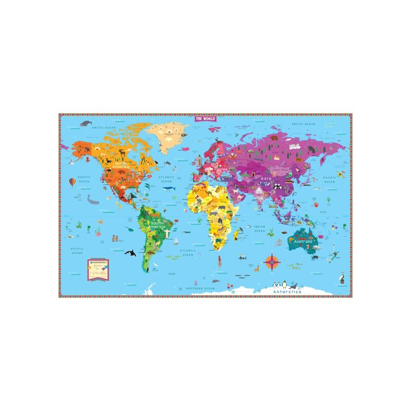 Ran McNally Kid's World Map 50*32 inches, Paper Folded