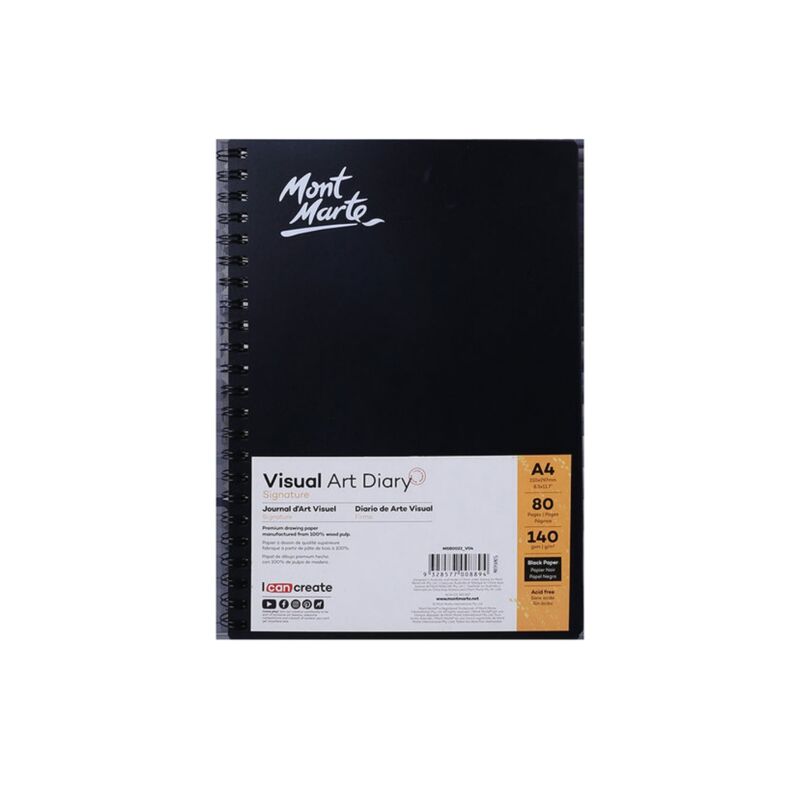 Mont Marte Visual Art Dairy A4 - Black Paper