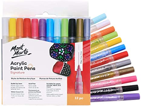 Mont Marte Acrylic Paint Pens 1mm, 12 pc