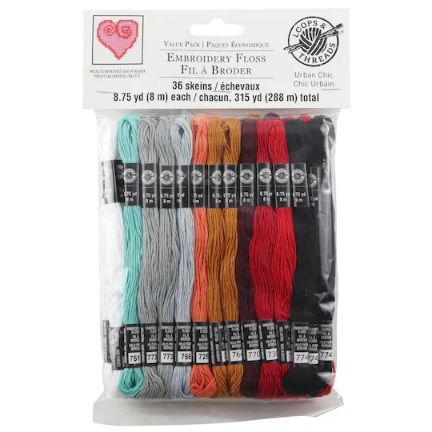 Embroidery Floss, 36 skeins, Urban Chic