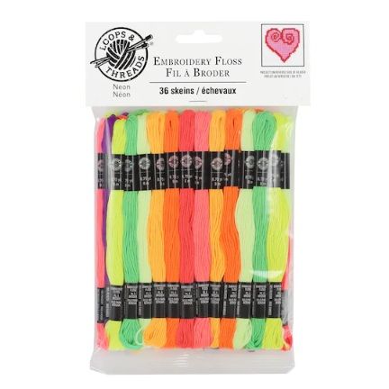 Embroidery Floss, 36 skeins, Neon