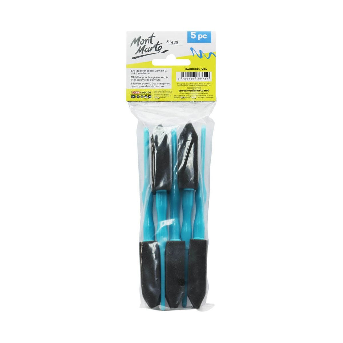 Mont Marte Foam Brushes 25mm, 5pc