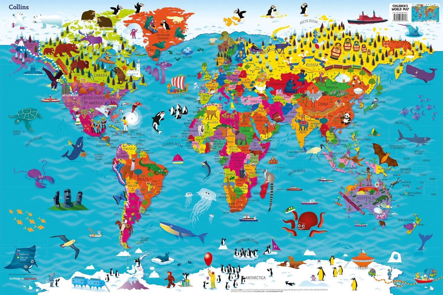 Collins Children's World Map Poster, Paper Rolled, 91.5cm x 61.0cm