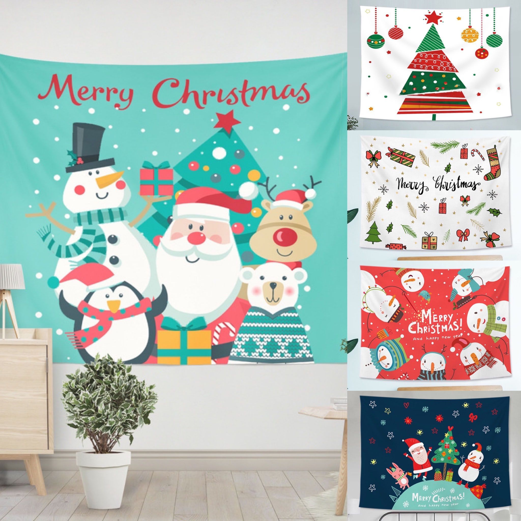 Tranh vải treo tường decor Merry Christmas Noel Giáng Sinh trang trí Giáng Sinh