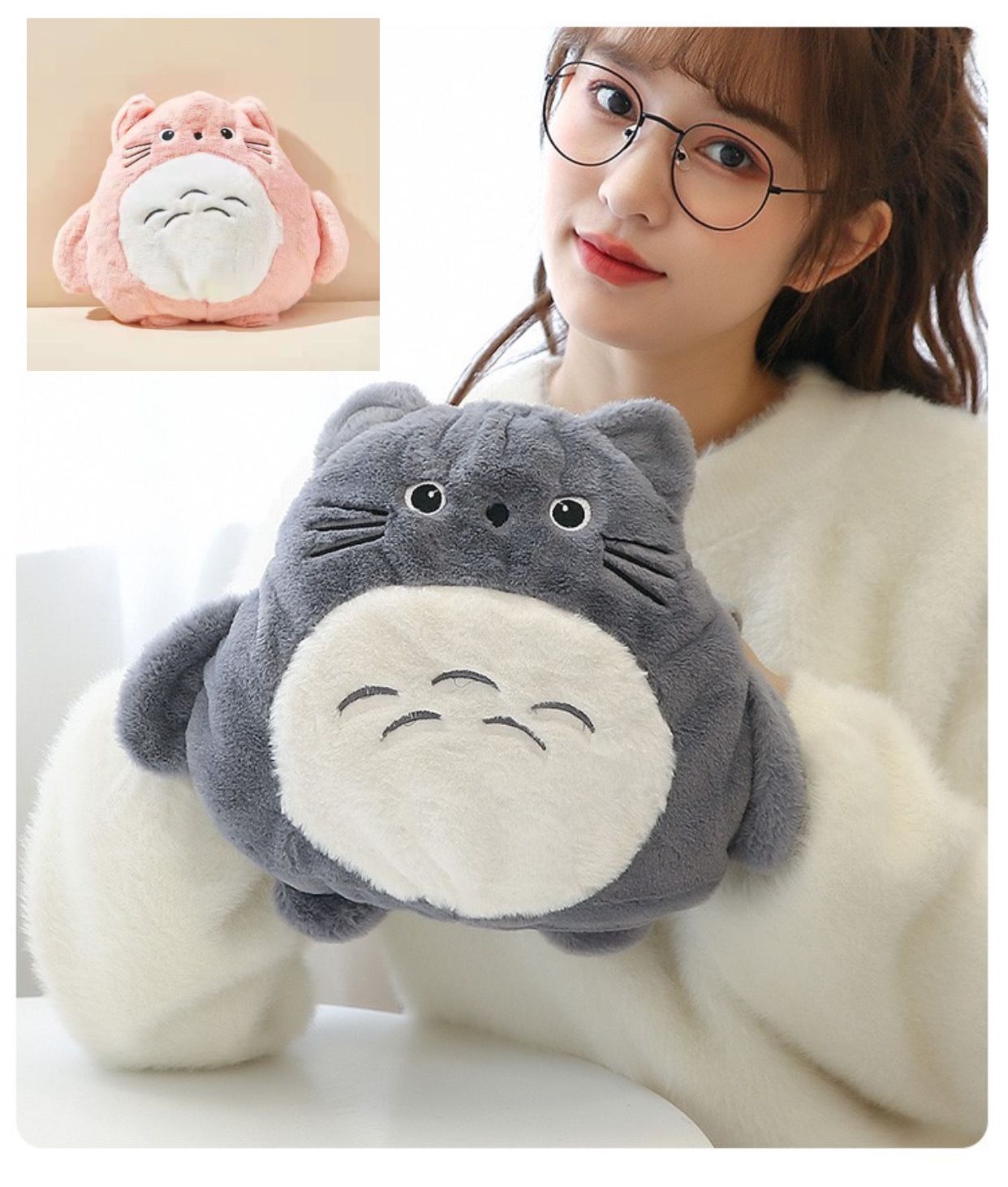 Túi sưởi kèm gối đút tay Totoro lông mịn