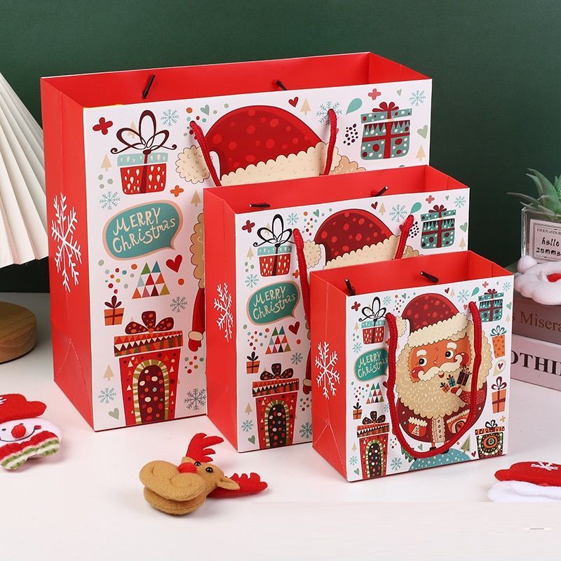 Túi đựng quà Ông Già Noel râu Kem Merry Christmas Giáng Sinh (Noel)