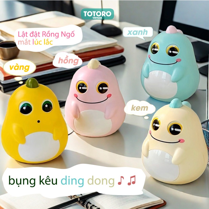 Lật đật Rồng ngố mắt lúc lắc nhắm mở bụng kêu dingdong dễ thương vui nhộn - 12cm