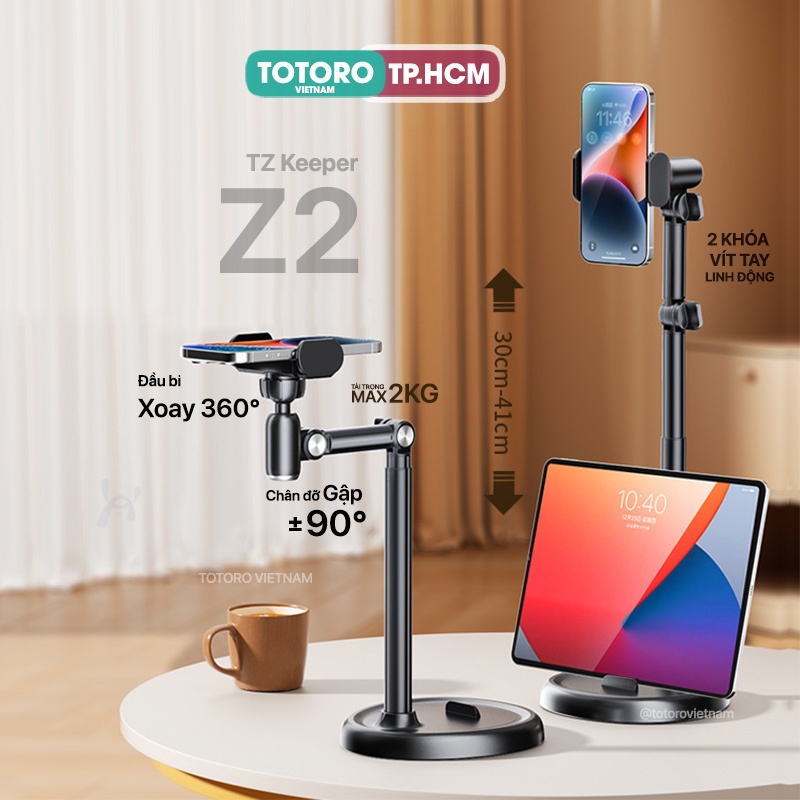 Giá đỡ kẹp điện thoại Livestream Quay Video TZ Keeper Z2 L1 Gập 90 độ Xoay 360 độ Nâng hạ độ cao