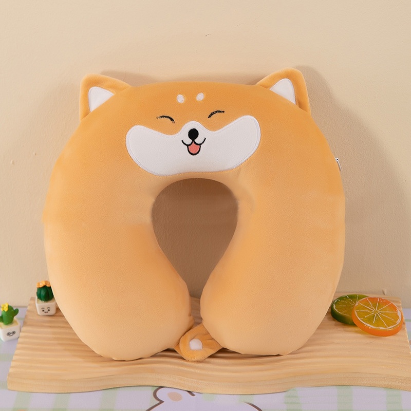 Gối cổ chữ U cao su non Chó Shiba Vàng