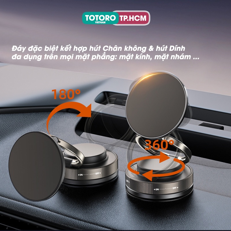 Giá đỡ hút điện thoại từ tính Magsafe TPMF Xoay 360 độ Gấp gọn Đế hút chân không gắn kính Có loại đế dính tường Taplo ô tô