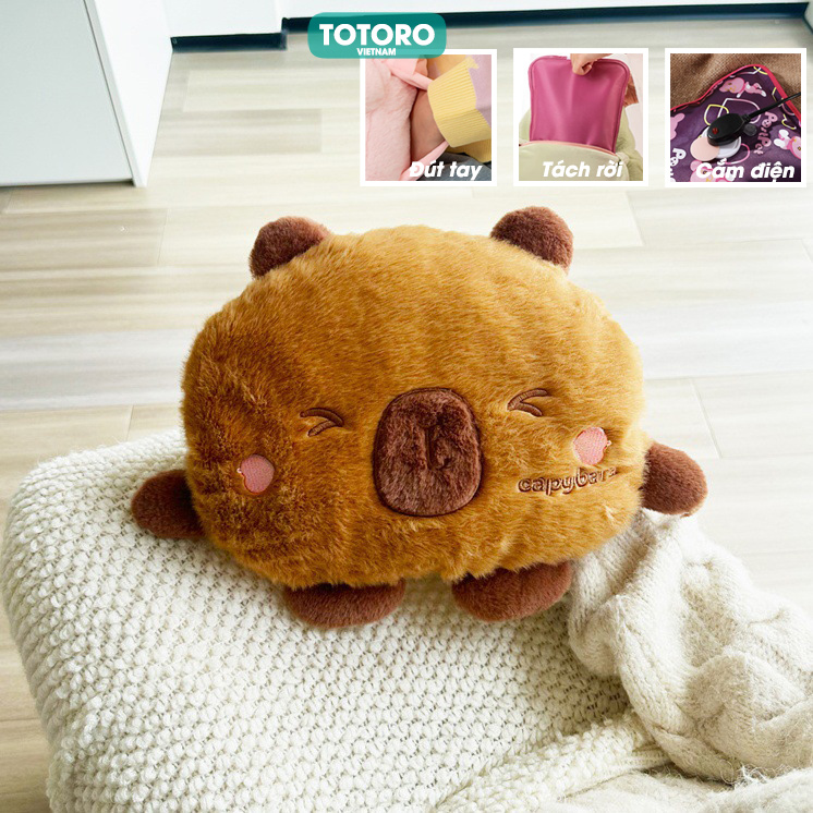 Capybara Mặt cười - Túi sưởi kèm gối đút tay Capybara