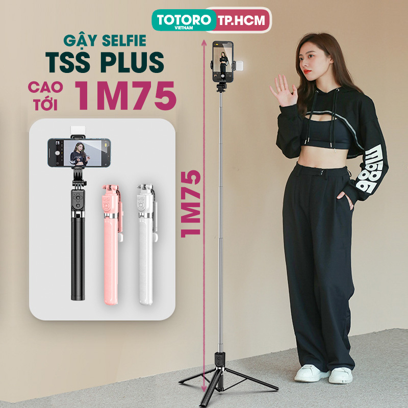 Gậy chụp ảnh Selfie 3 chân TSS PLUS điều khiển từ xa có phân loại đèn trợ sáng Tripod chụp tự sướng - quay - livestream