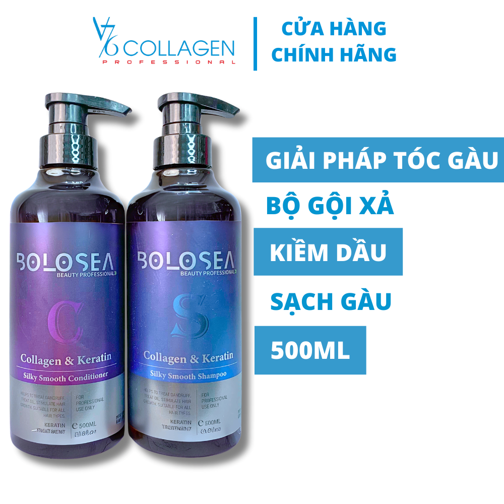 Combo gội xả BOLOSEA sạch gàu 500ml, kiềm dầu, sạch nhờn, cải thiện tình trạng nấm ngứa.