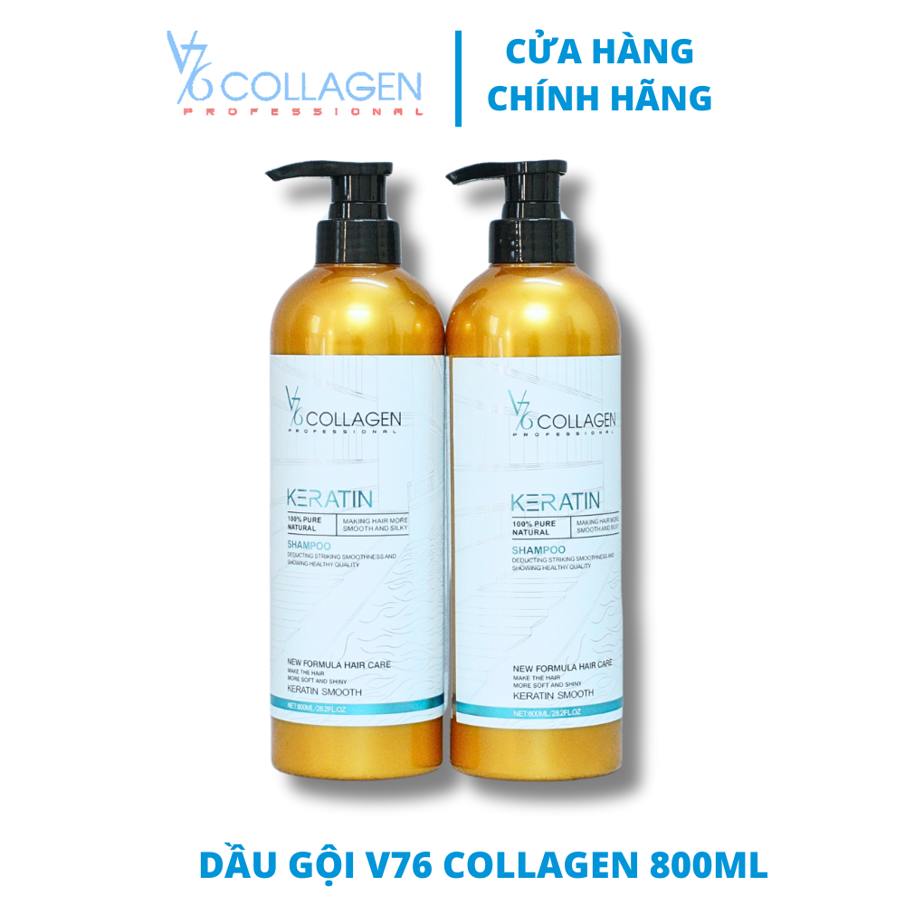 Dầu Gội V76 COLLAGEN Kích Thích Mọc Tóc Keratin 800ml, Hỗ Trợ Mọc Tóc, Giảm Rụng Tóc.