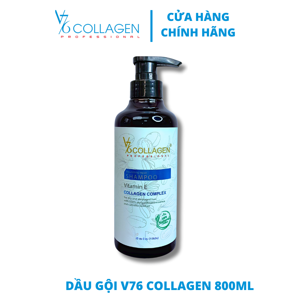 Dầu Gội V76 COLLAGEN Phục Hồi Tóc Hư Tổn 500ml, Tái Tạo Cấu Trúc, Nuôi Dưỡng Tóc Khô Sơ.