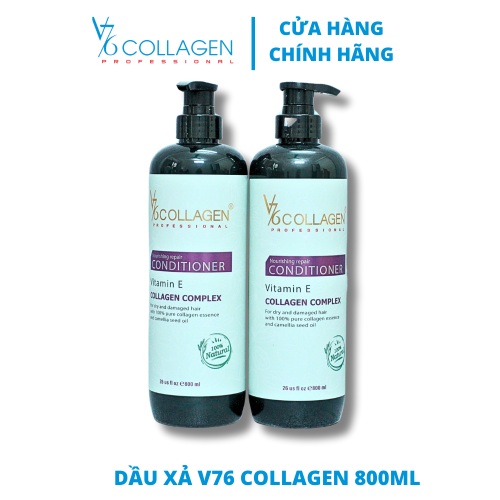 Dầu Xả V76 COLLAGEN Phục Hồi Tóc Hư Tổn 800ml, Tái Tạo Cấu Trúc, Nuôi Dưỡng Tóc Khô Sơ.