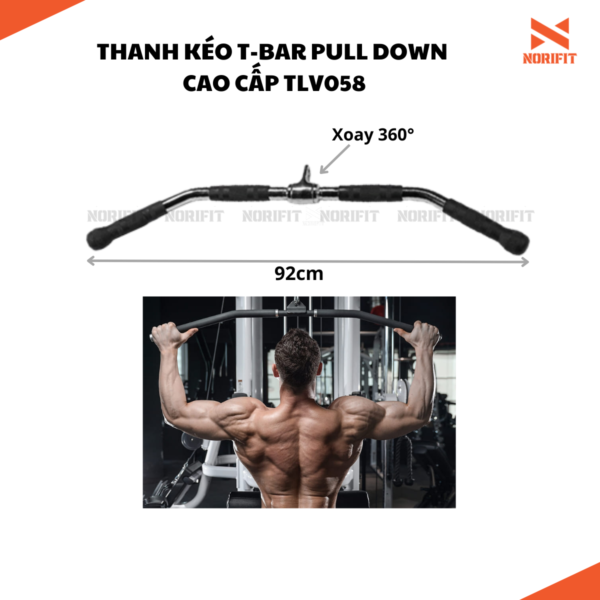 Thanh Kéo T-Bar Pull Down, Thanh Xô Dài Kéo Cáp Tạ