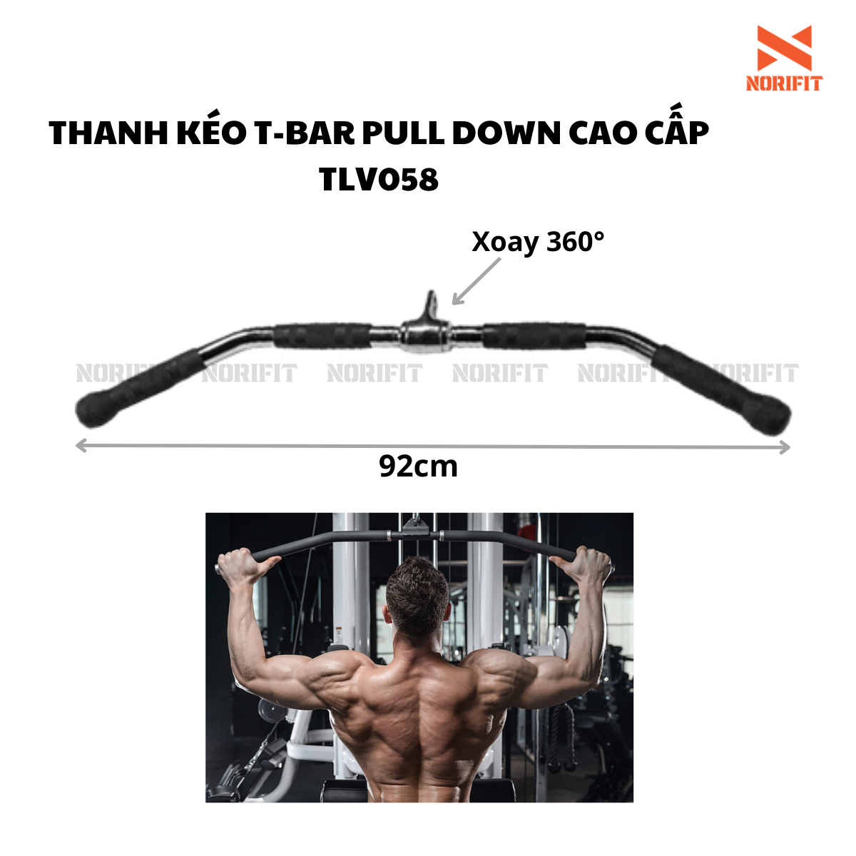 Thanh Kéo T-Bar Pull Down, Thanh Xô Dài Kéo Cáp Tạ