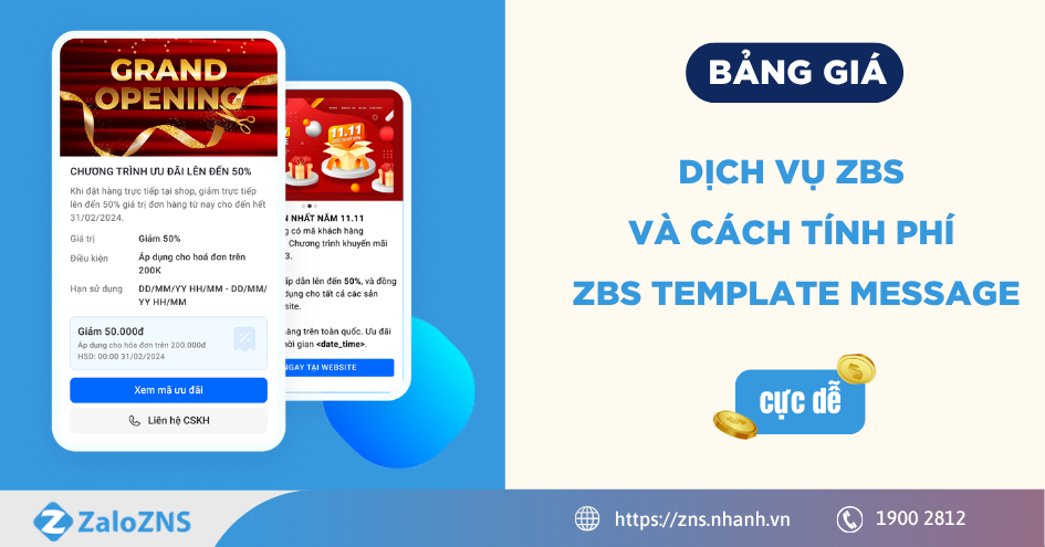 Bảng giá dịch vụ ZBS và cách tính phí ZBS Template Message cực dễ