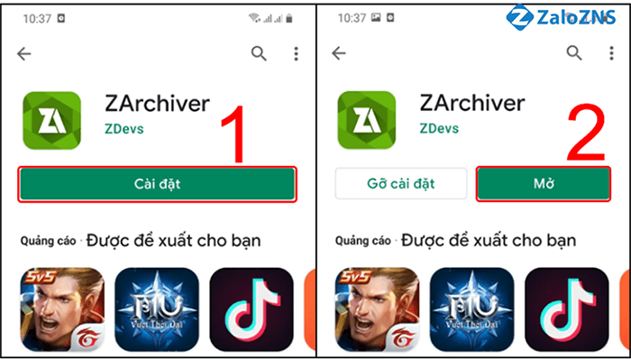 Cài đặt ứng dụng ZArchiver
