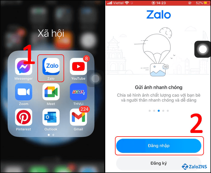 Mở ứng dụng Zalo