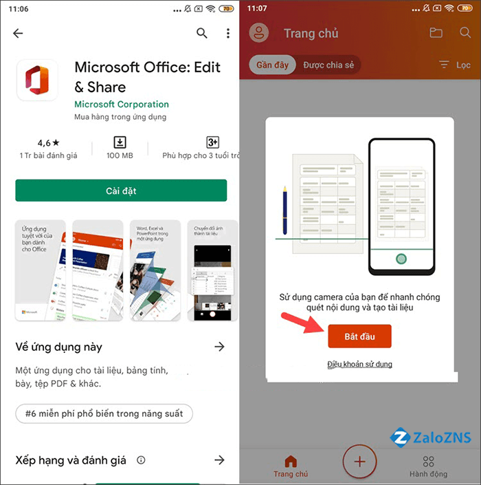 Tải ứng dụng Microsoft Office