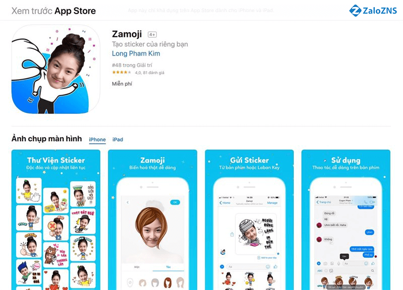 Tải ứng dụng Zamoji về điện thoại
