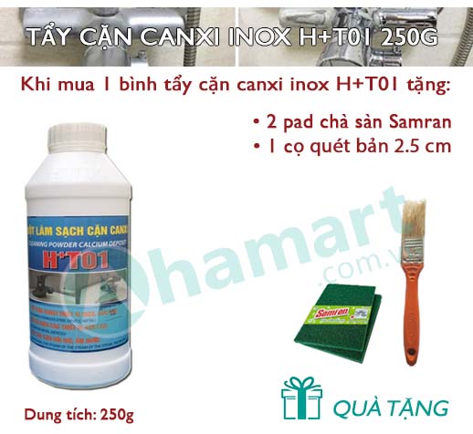 Chất tẩy cặn canxi, ố mốc, ten trên Inox, thiết bị vệ sinh HT01 250g