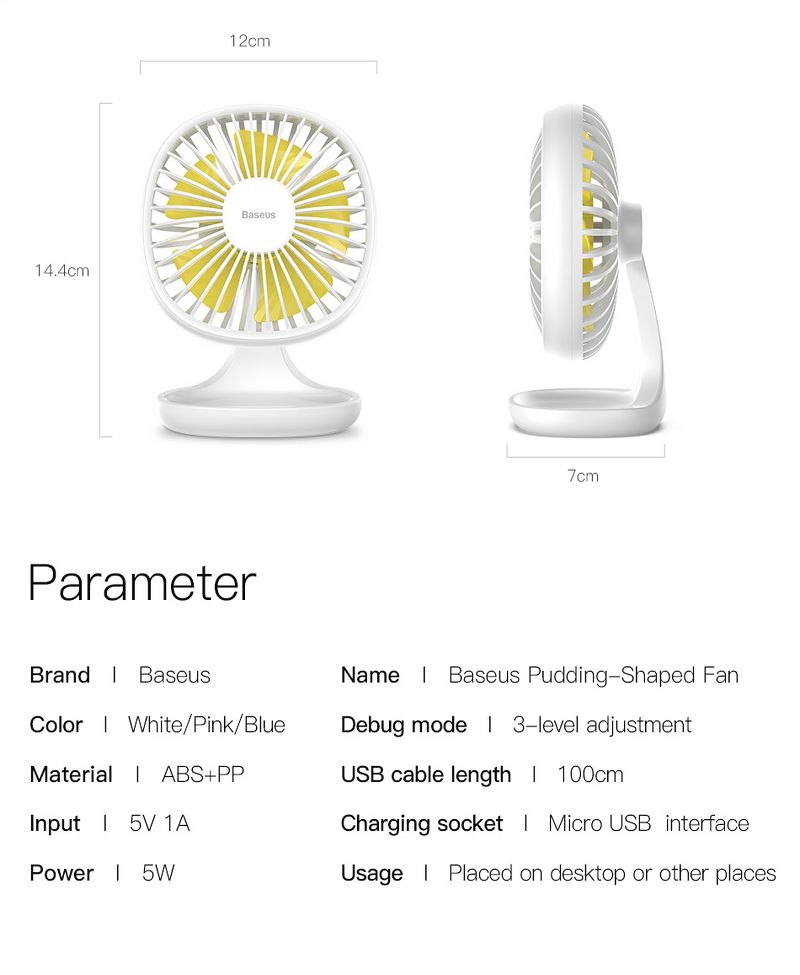 Quạt cắm USB để bàn Baseus Pudding-Shaped Fan CXBD