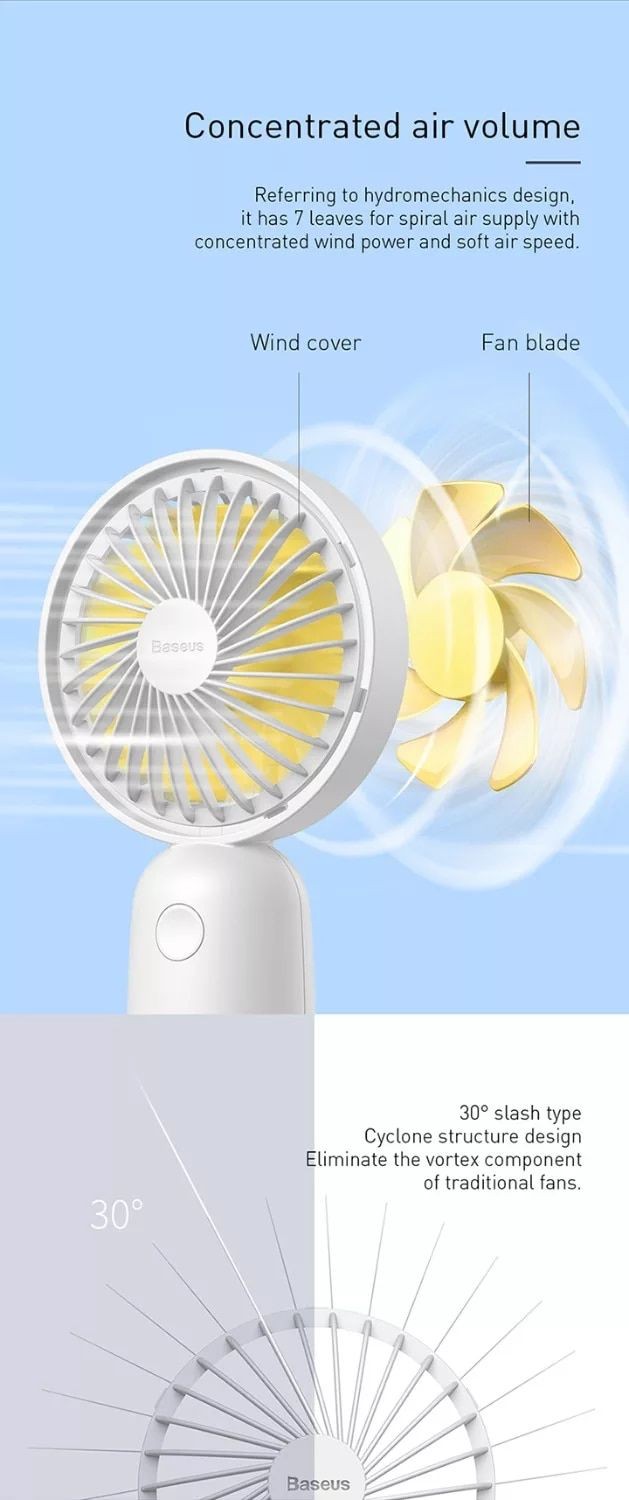 Quạt cầm tay pin sạc có đèn led Baseus Bionic Firefly Mini Fan 890