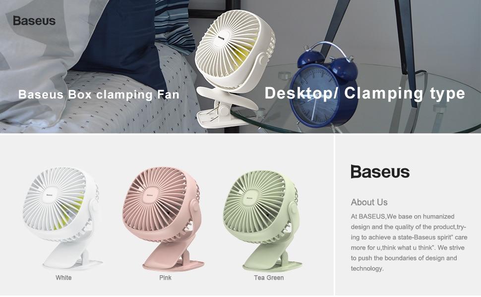 Quạt kẹp tích điện BASEUS Box Clamping Fan ZW-2816 360 độ, 2000 mAh