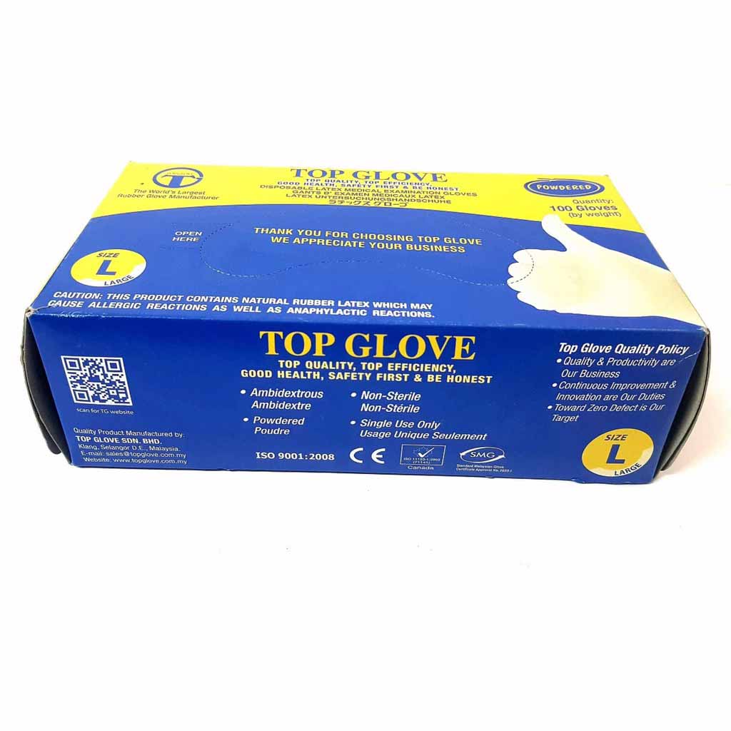 Găng tay y tế Top Glove loại trơn, có bột