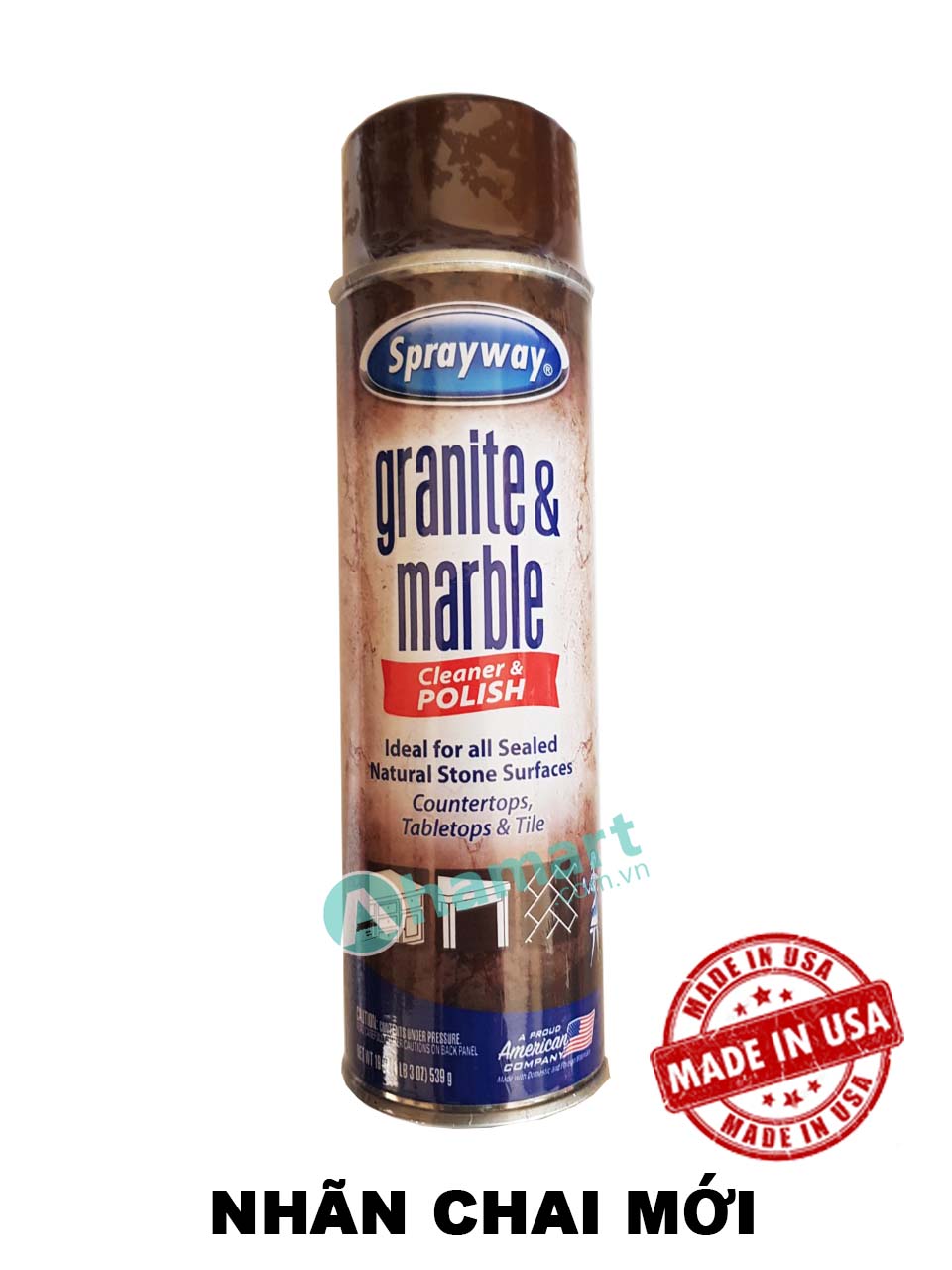 Chai xịt tẩy rửa vết ố vàng, dầu mỡ trên đá Granite và đá Marble Sprayway 702 561ml (19oz)