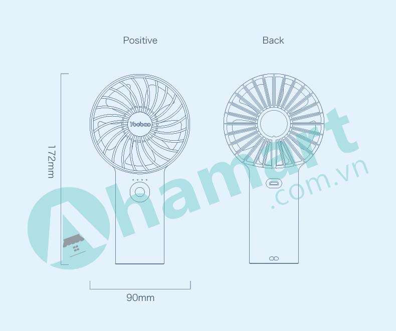 Quạt sạc mini Yoobao Y-F3 cầm tay, để bàn 32 tiếng 6000 mAh