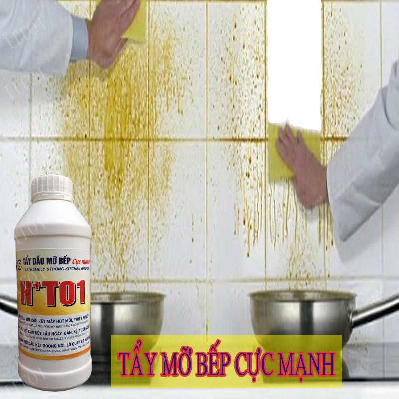 Chất tẩy dầu mỡ, muội than vỉ hút mùi, dụng cụ, khu vực bếp HT01 đậm đặc