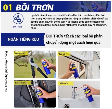 Chai xịt tẩy, chống rỉ sét, bôi trơn, chống ăn mòn WD-40