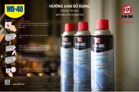 Chai Xịt Vệ Sinh Máy Lạnh WD-40 3 In 1 Professional Air Conditioner Cleaner 85149 331ml