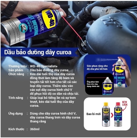 Chai Xịt Bảo Dưỡng Dây Curoa WD-40 Belt Dressing 351013 360ml