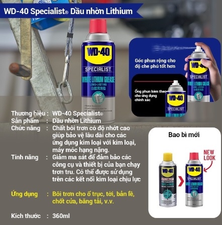 Dầu nhờn bôi trơn tác dụng cao WD-40 Specialist High Performance White Lithium Grease 350054 360ml