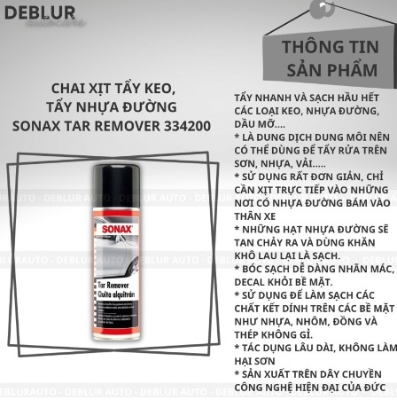 Dung dịch tẩy nhựa đường, băng keo, nhãn, decal Sonax Tar Remover 334200 300ml