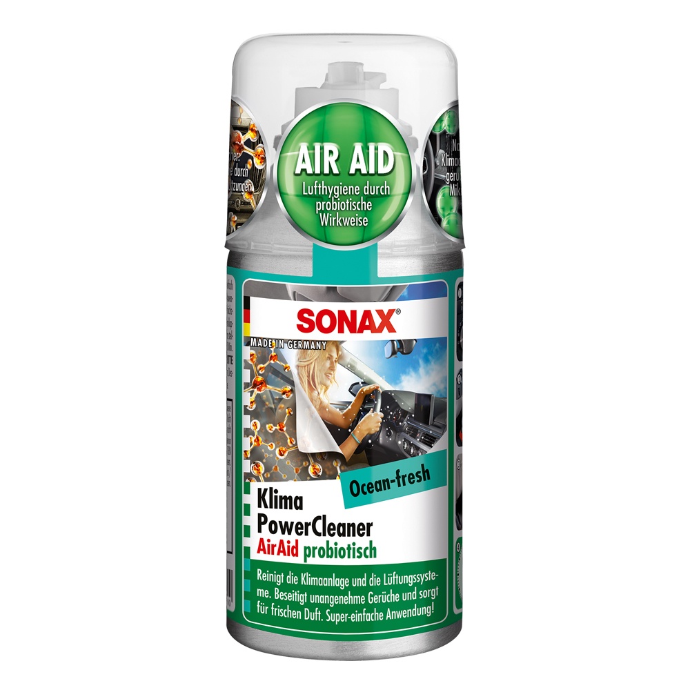 Chai xịt khử mùi, diệt khuẩn, vệ sinh máy lạnh, dàn lạnh Sonax Car AC Cleaner 323600 100ml