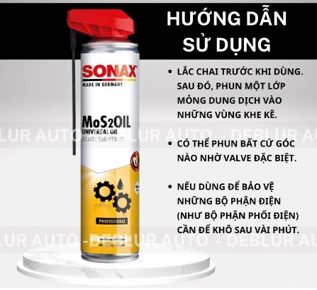 Chai xịt bôi trơn, chống rỉ sét, bảo vệ khoang động cơ Sonax MoS2Oil 339400 400ml