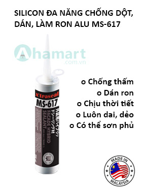 Silicon chống dột, dán đa năng siêu dính, dán alu, làm ron chống thấm ngoài trời X'traseal MS-617 290ml