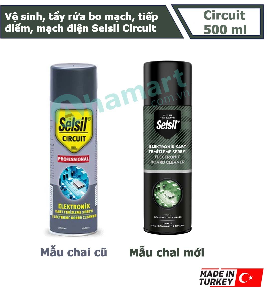 Chai xịt vệ sinh bo mạch, mạch điện nhanh khô Selsil Circuit Electronic Board Cleaner 500ml