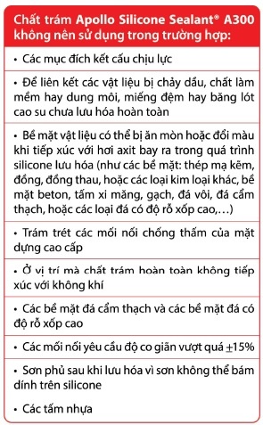 Keo silicone dán đa năng, chống thấm Apollo A300 gốc axit 300ml