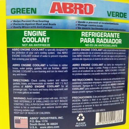 Nước làm mát động cơ ô tô Abro Engine Coolant EC-503 màu xanh