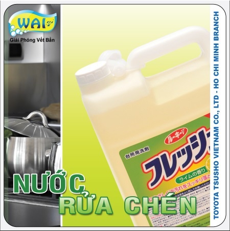 Nước rửa chén, rửa rau quả Wai Rookie V hương chanh 4L