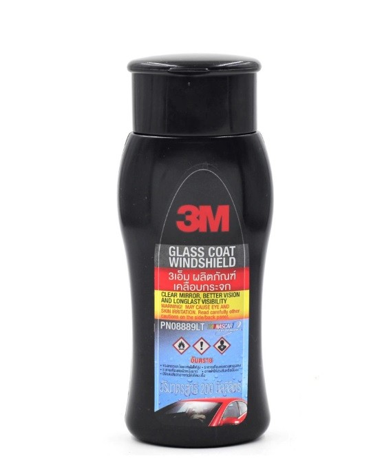 Dung dịch phủ chống bám nước kính lái, kính hậu, kính cửa xe ô tô 3M Glasscoat Windshield PN08889LT 200ml